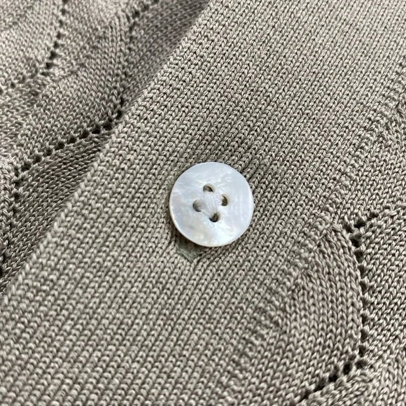 Suitsupply Cotton Silk Semi Sheer Lace Knit Short Sleeve Button Up Polo Cardigan - Picture 11 of 14